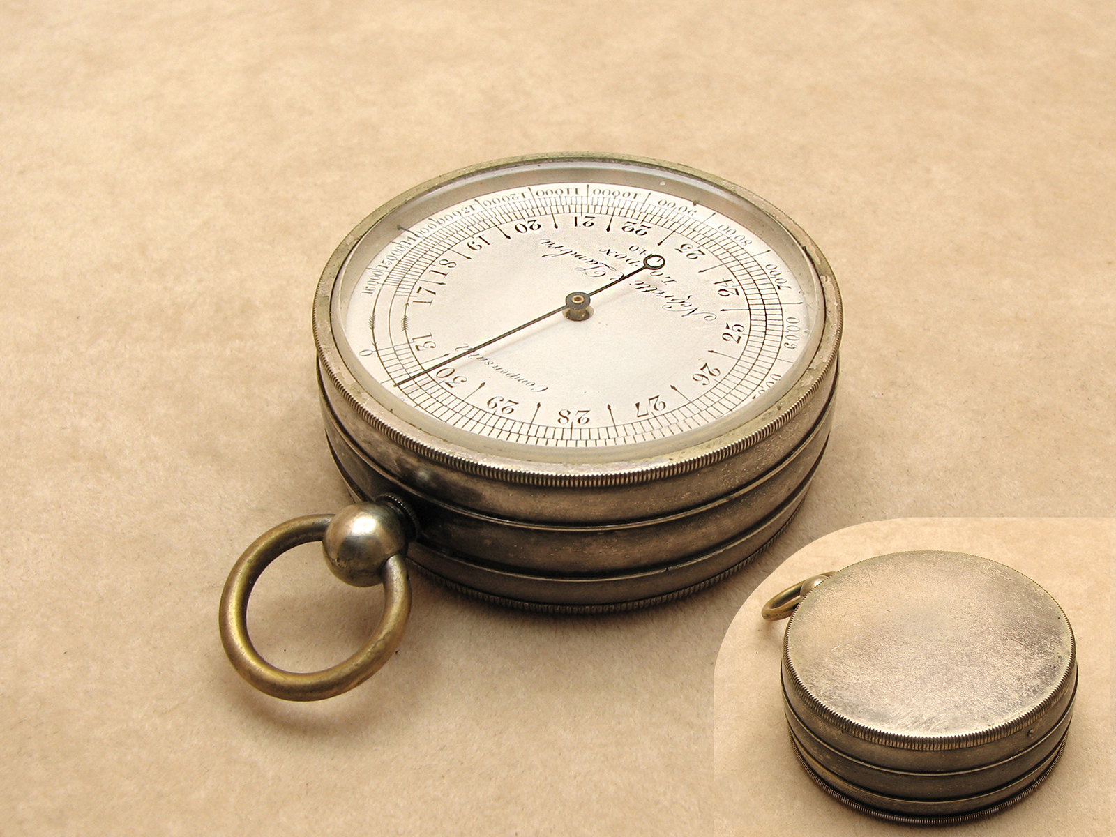 Negretti & Zambra high altitude pocket barometer with 16,000 feet altimeter